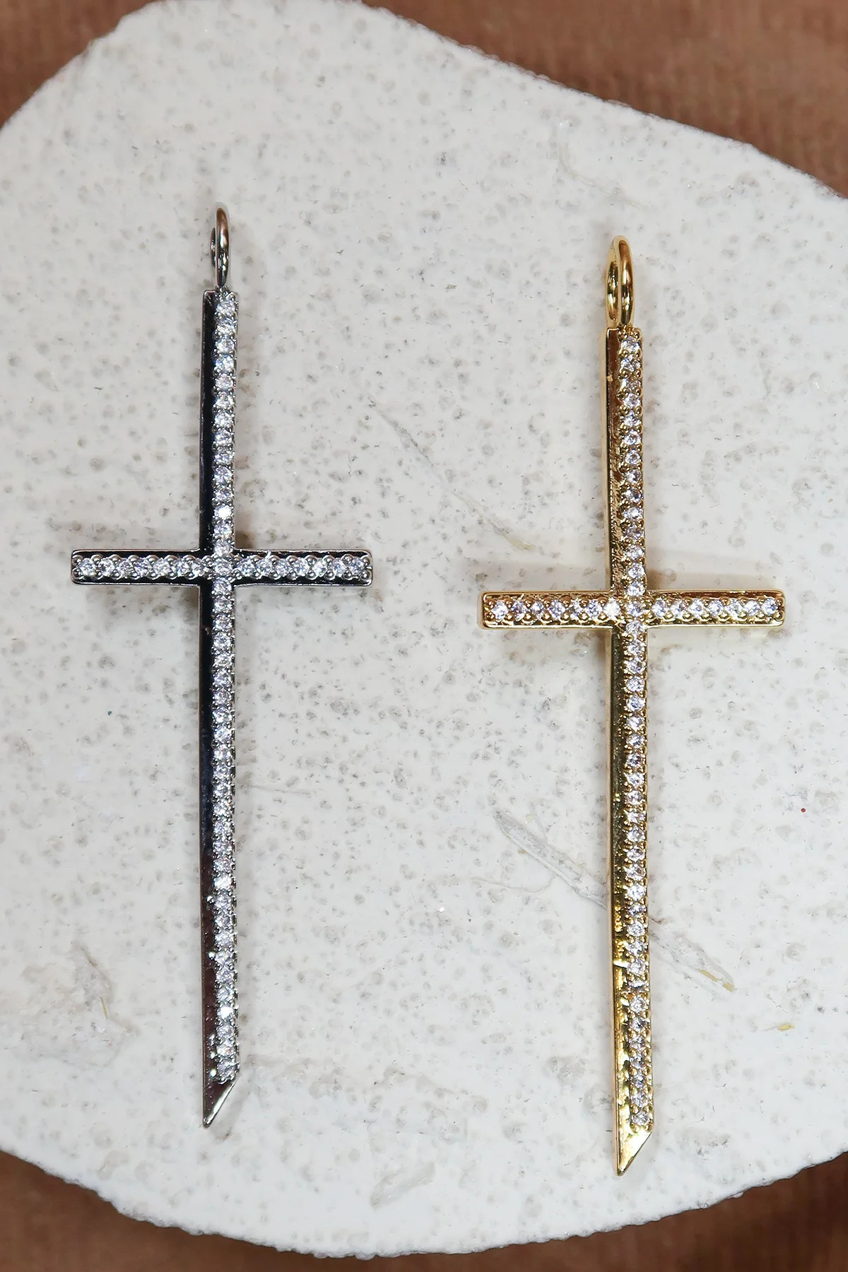 Sacred 316L Stainless Steel Crystal Cross Charm | KC Chic Designs