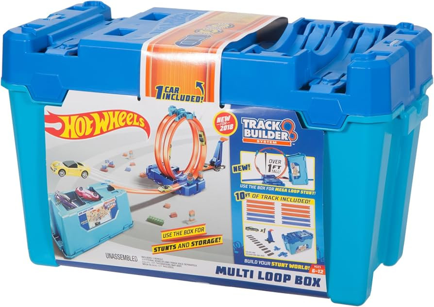 Hot Wheels Toy Car Track Set, Track Builder Multi Loop Box Playset & 1:64 Scale Vehicle, 10 feet ... | Amazon (US)