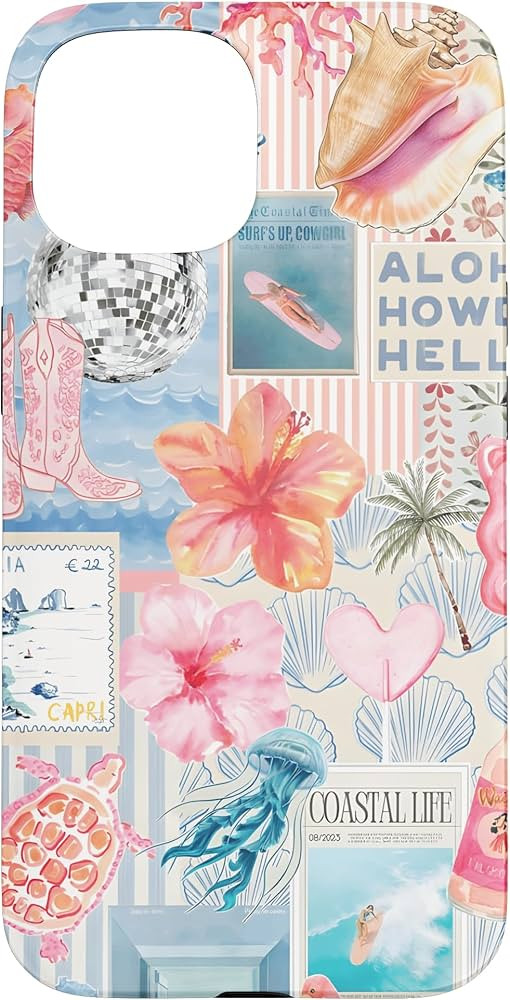 Beachy Blue Coquette Coastal Collage Preppy Cute Aesthetic Case for iPhone 15 | Amazon (US)