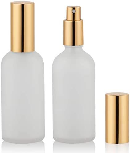 Glass Spray Bottle 3.4oz, Empty Frosted Perfume Atomizer, Fine Mist Spray,Gold Sprayer (2 PACK) | Amazon (US)