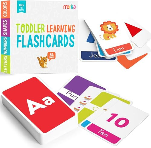 Merka Toddler Flash Cards - Interactive Alphabet Learning with Alphabet Flash Cards for Toddlers 1-3 - Pack of 64, 4.2" x 2.4" - Double-Sided for 1-4 Years Old - Multicolor | Amazon (US)
