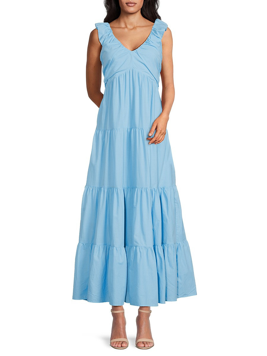 Saks Fifth Avenue Women's Cotton Tiered Midi-Dress - Oregon Blue - Size XS | Saks Fifth Avenue OFF 5TH
