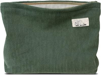 Large Makeup Bag Travel Cosmetic Pouch, Dark Green | Amazon (US)