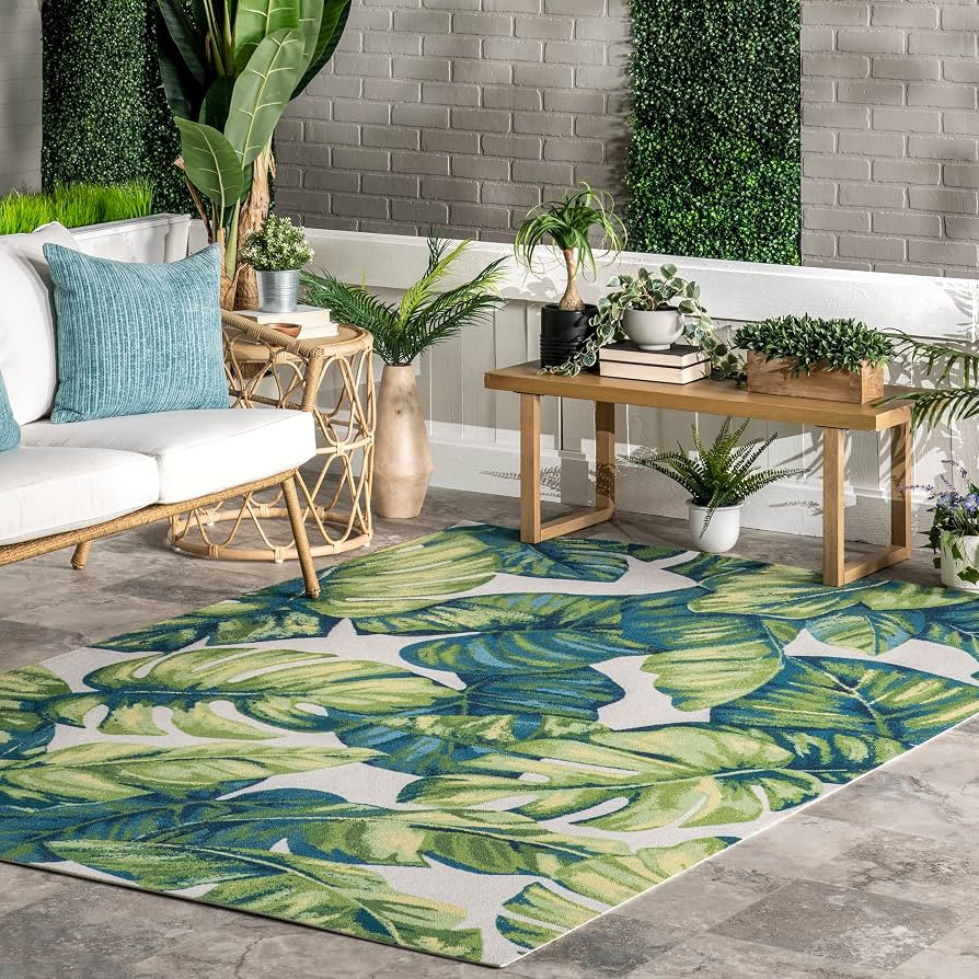 nuLOOM Lisa Floral Indoor/Outdoor Accent Rug, 2' x 3', Multi Color, Rectangular, 0.25" Thick | Amazon (US)