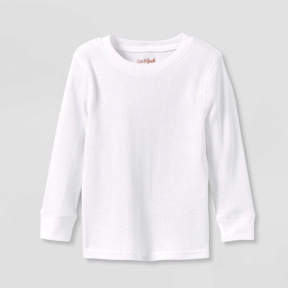 Toddler Boys' Waffle Knit Crew Neck Long Sleeve T-Shirt - Cat & Jack White 2T | Target