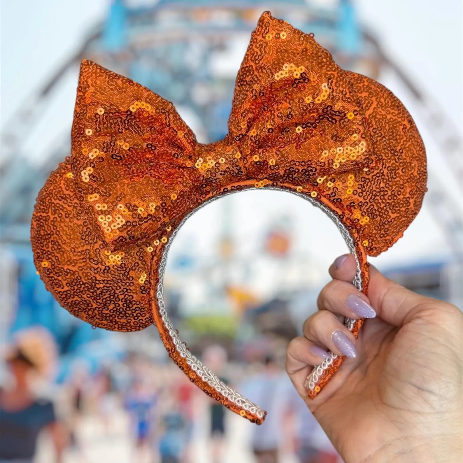 Orange Sequin Minnie Ears Headband - Etsy | Etsy (Global)