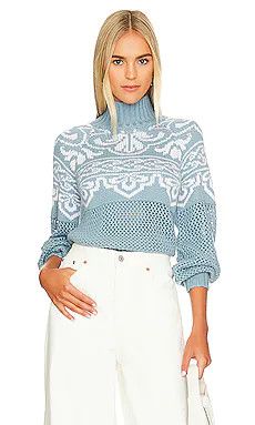 Tularosa Cayleen Fair Isle Sweater in Blue & Ivory from Revolve.com | Revolve Clothing (Global)