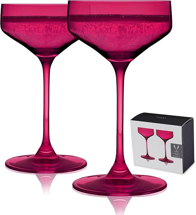 Viski Nouveau Berry Coupe Cocktail Glasses - Crystal Colored Coupe Glasses Colorful Martini Glass... | Amazon (US)