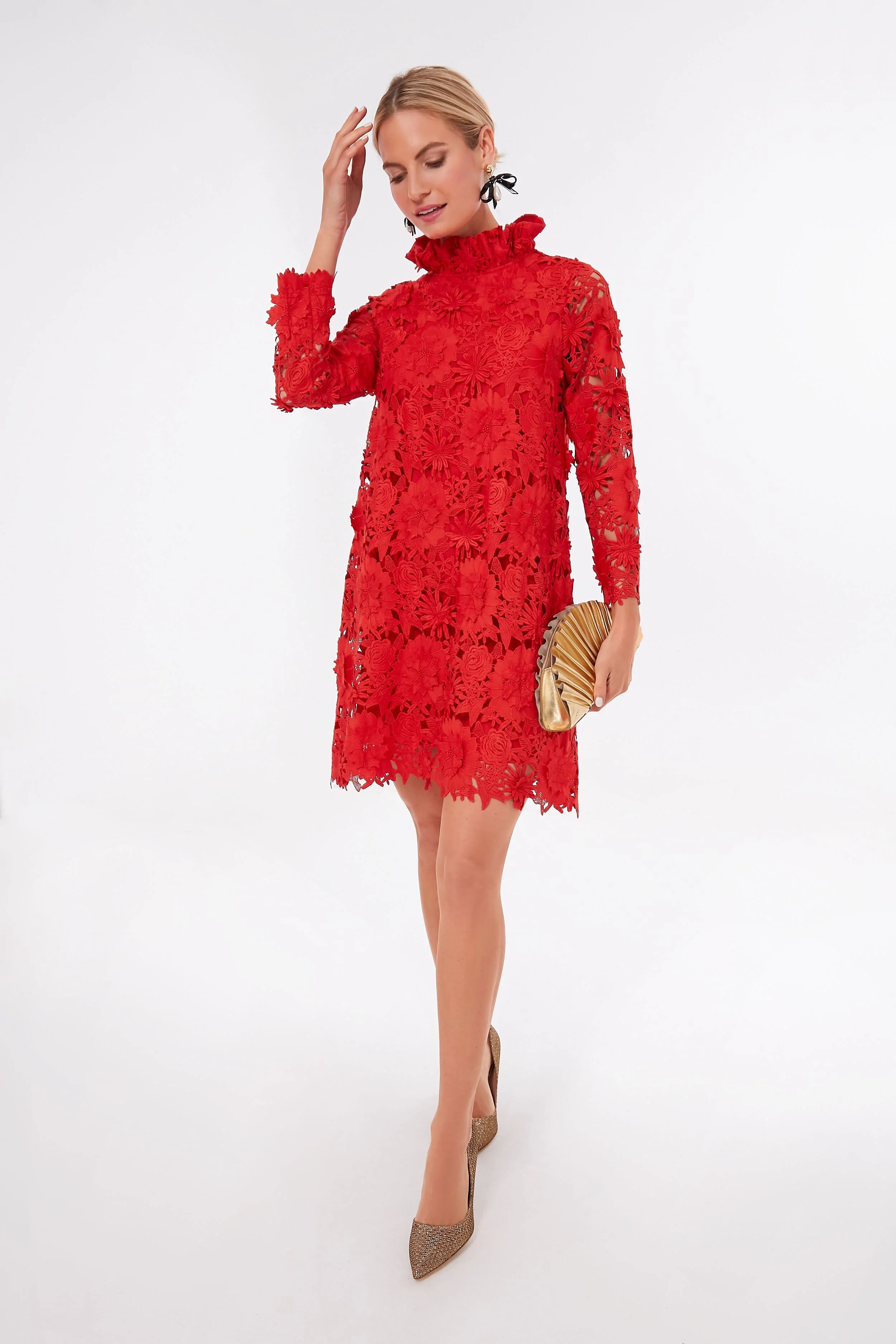 Red Guipure Lace Daphne Dress | Tuckernuck (US)