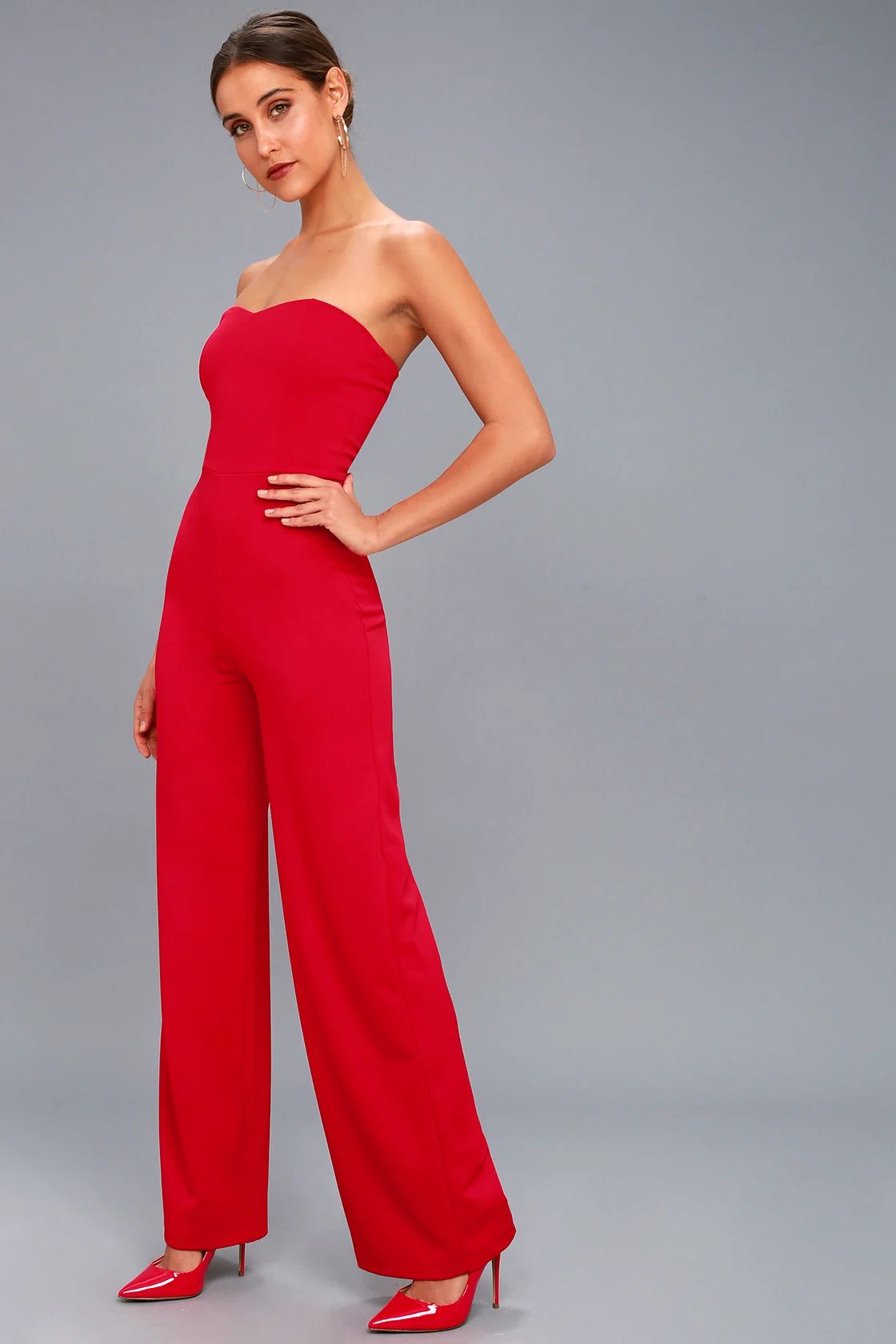 Edith Red Strapless Jumpsuit | Lulus (US)