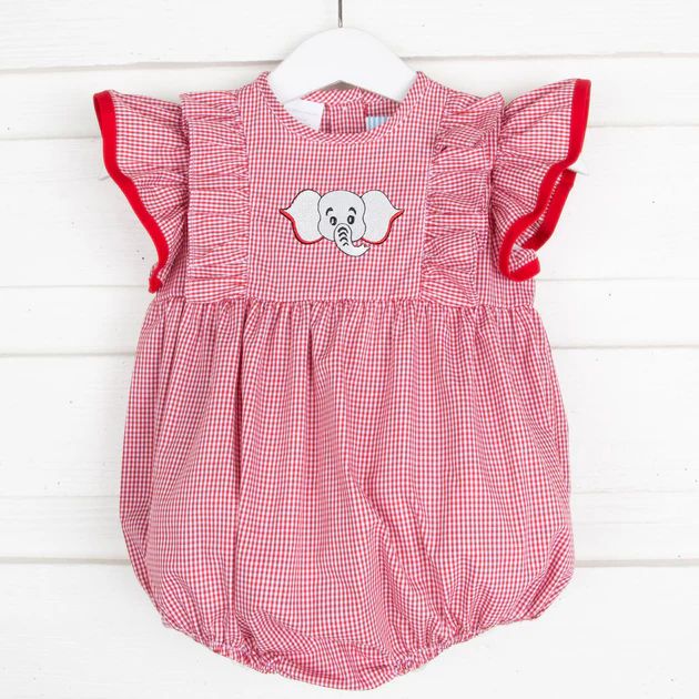 Embroidered Elephant Bubble Check | Classic Whimsy