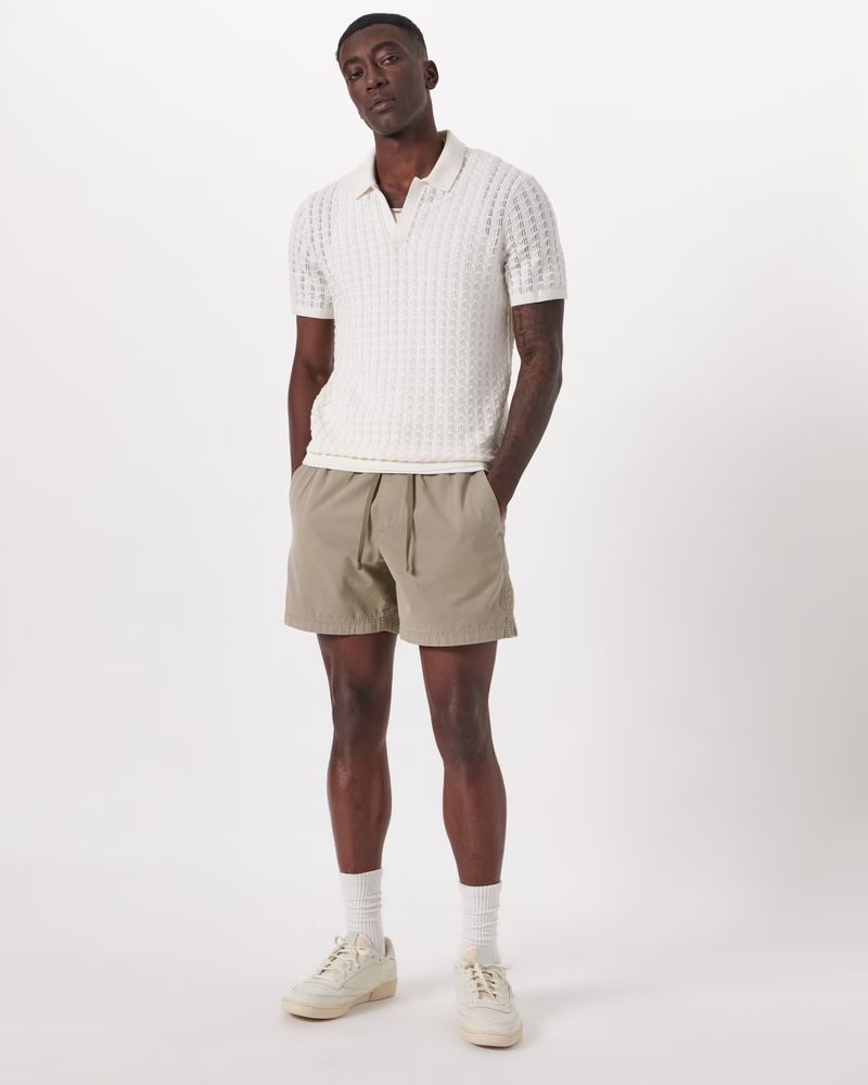 Textured Johnny Collar Sweater Polo | Abercrombie & Fitch (US)