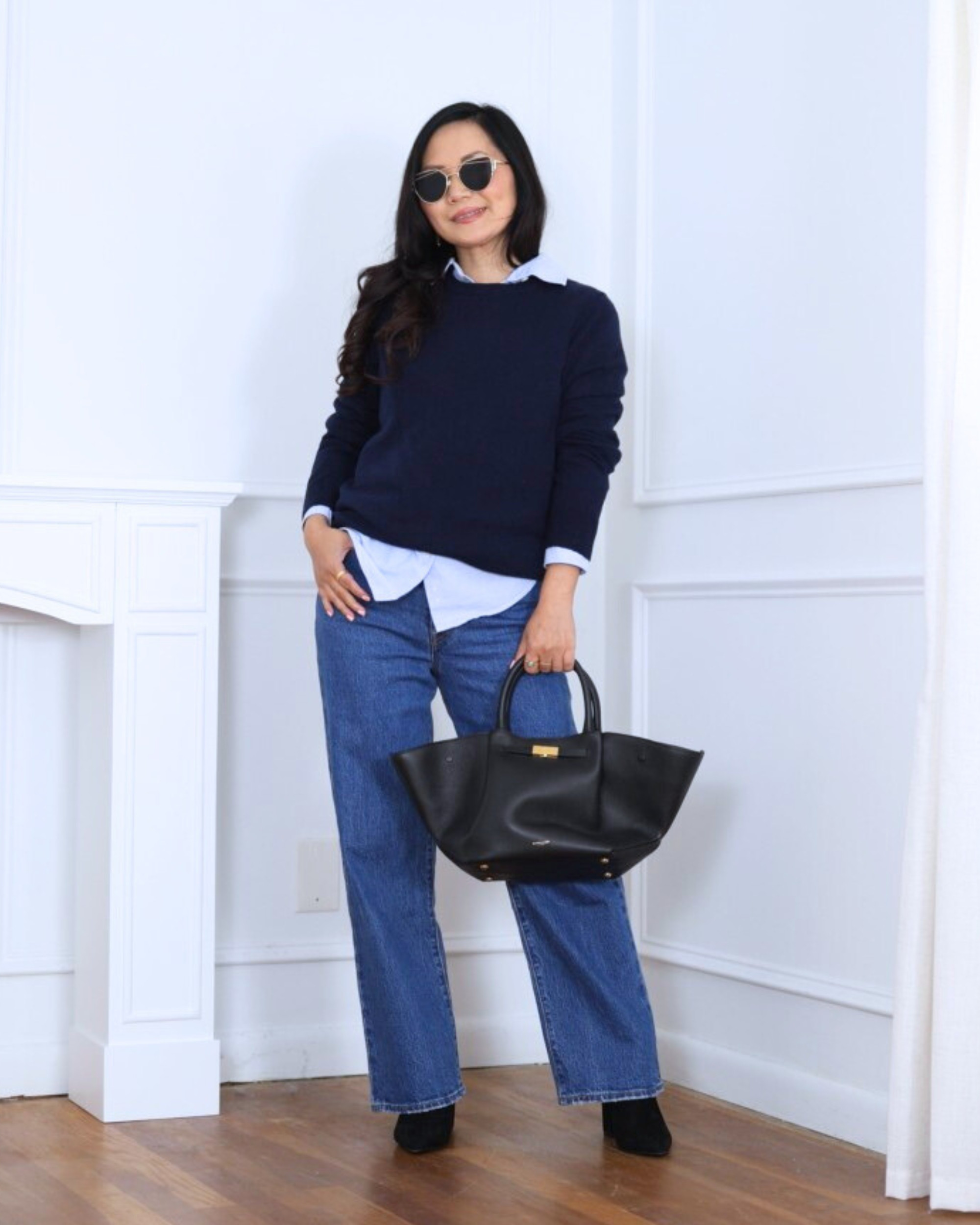Layered up in my favorites from Quince — a soft sweater over a crisp shirt paired with straight jeans. Effortless, timeless, and perfect for those slightly chilly days. I’m 5’2, wearing size XS.

#LTKStyleTip #LTKPetite #LTKOver40