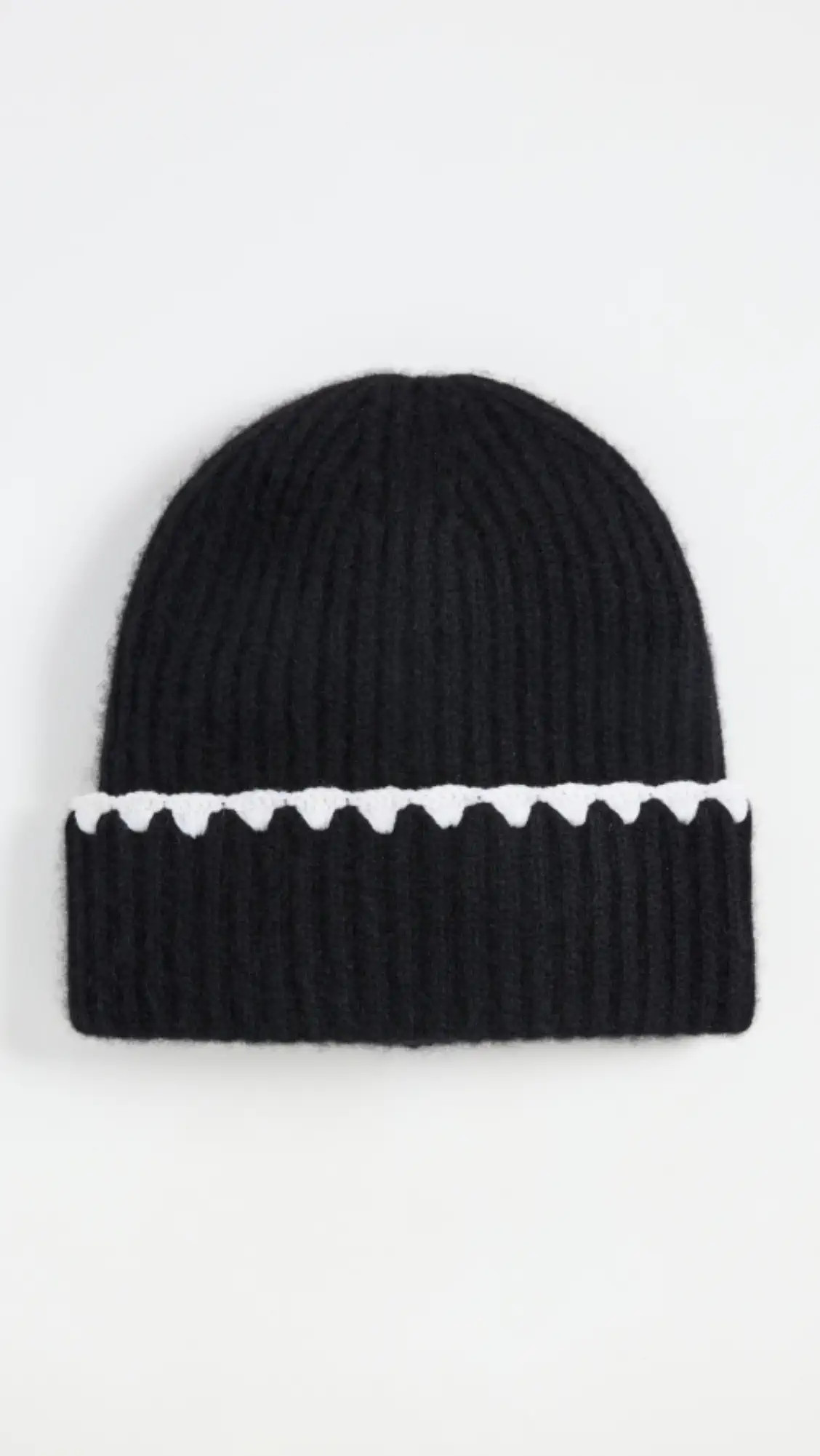 White + Warren Cashmere Crochet Trim Luxe Ribbed Beanie | Shopbop | Shopbop