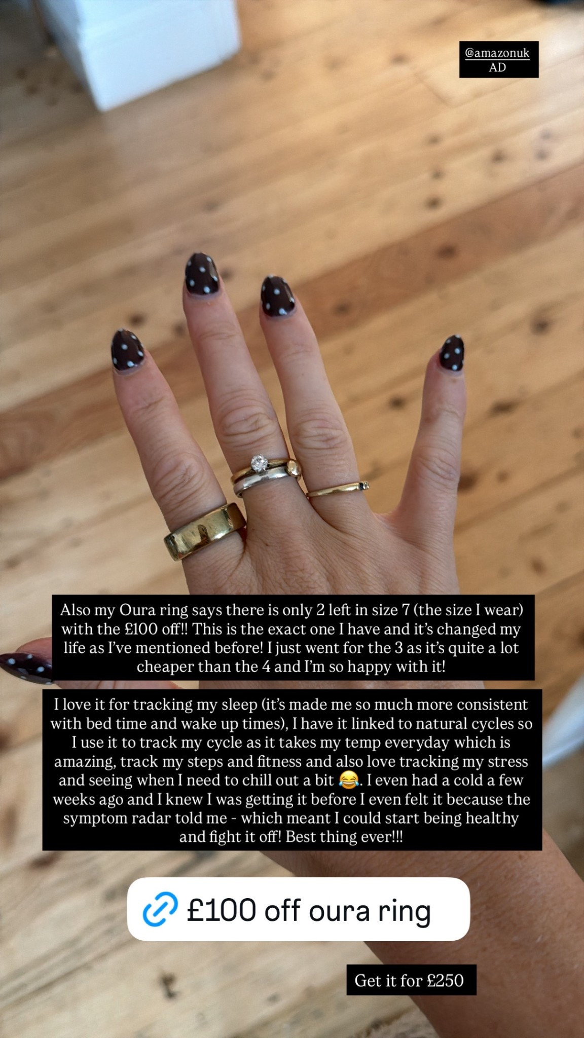 £100 off the oura ring 3! It’s the best thing I’ve ever bought I’m obsessed! 

Amazon, Amazon finds, ad