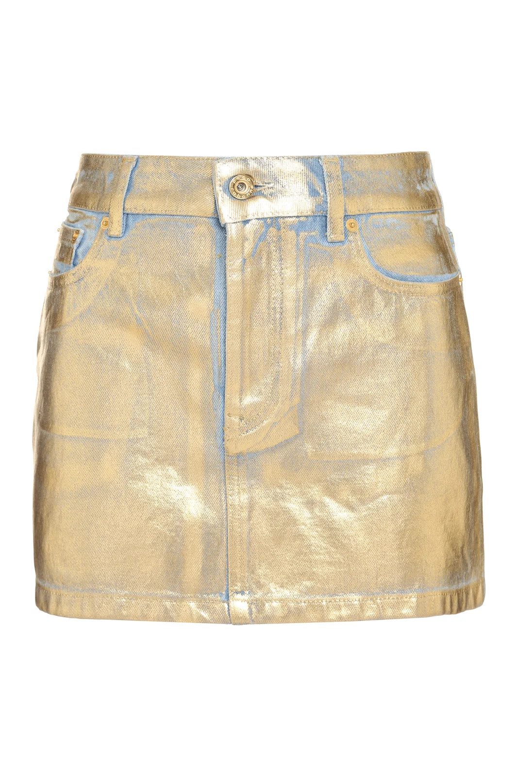 Paco Rabanne Metallic Denim Skirt | Cettire Global