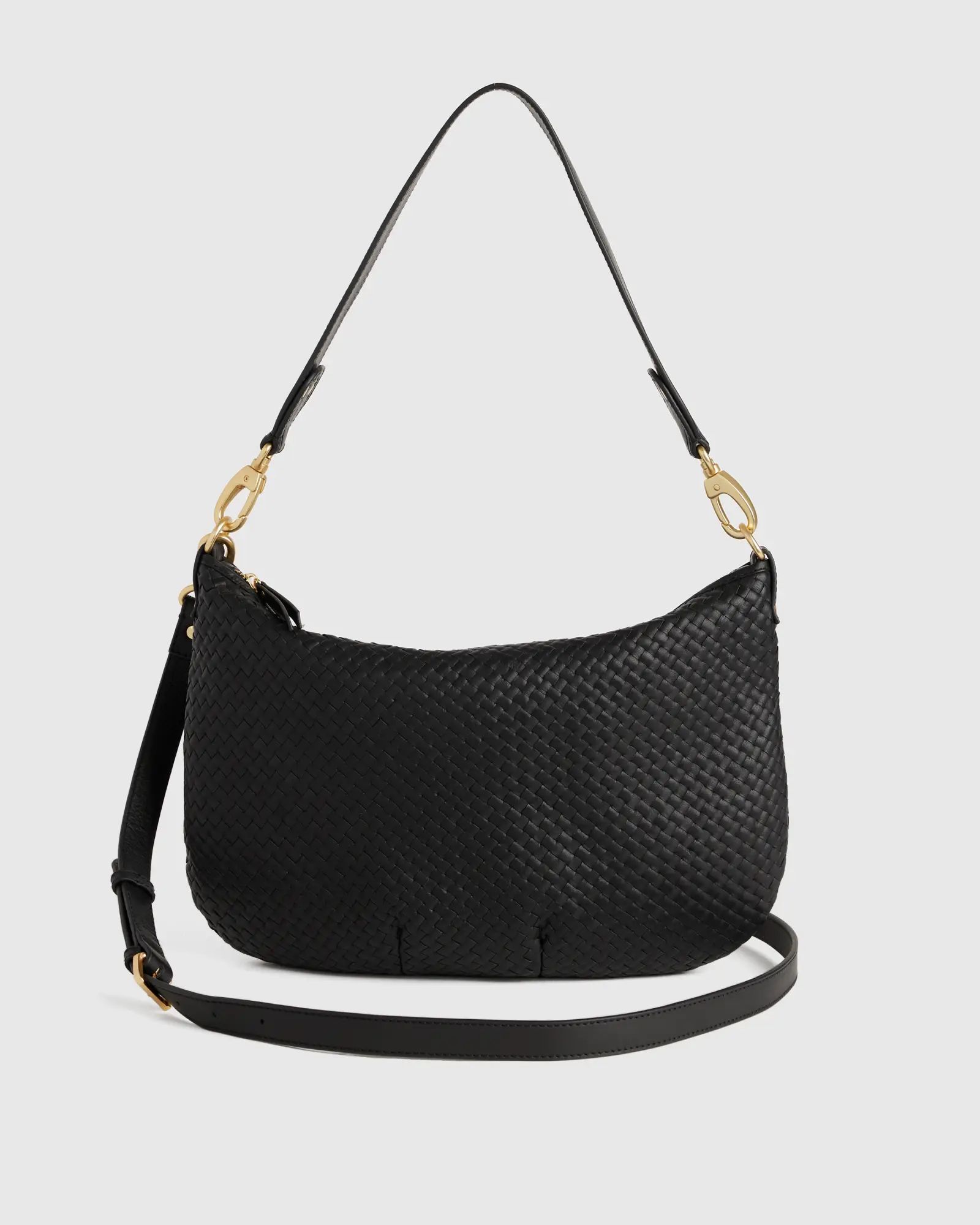 Italian Leather Convertible Crescent Handwoven Shoulder Bag | Quince