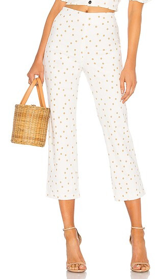 LPA Polka Dot Cropped Pant in Tan & White | Revolve Clothing (Global)