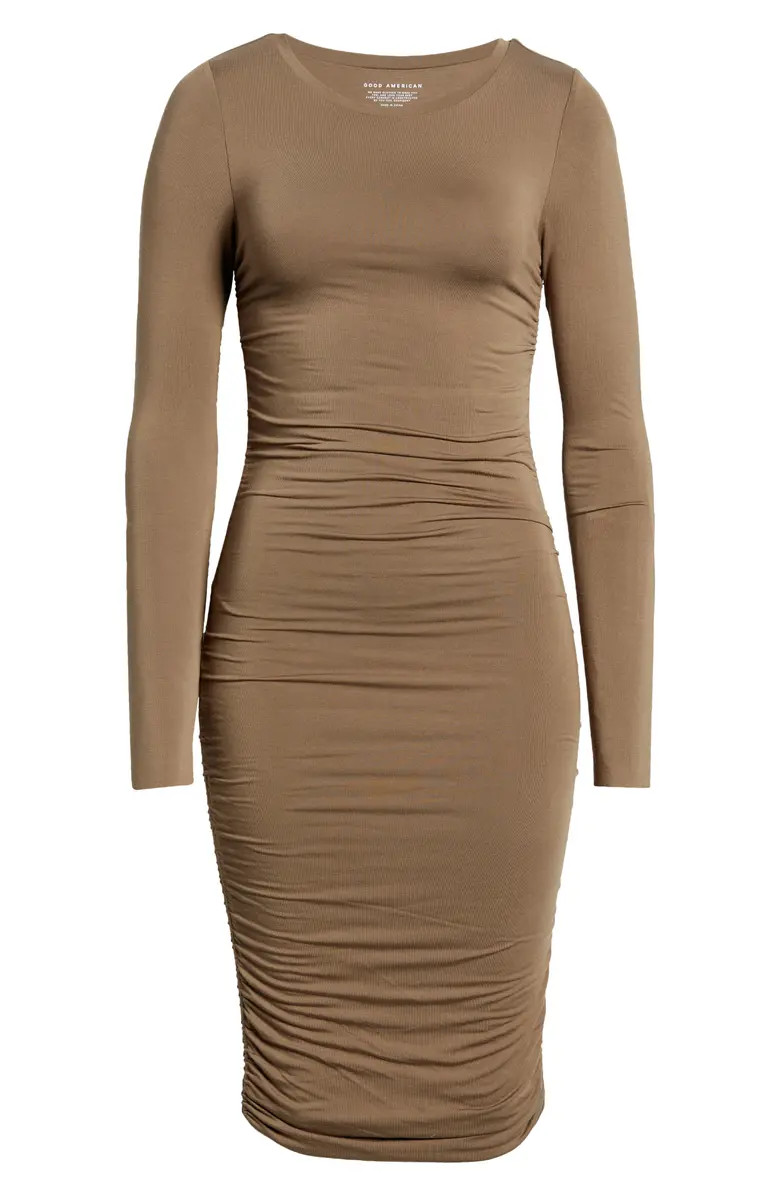 Good American Slinky Ruched Long Sleeve Minidress | Nordstrom | Nordstrom