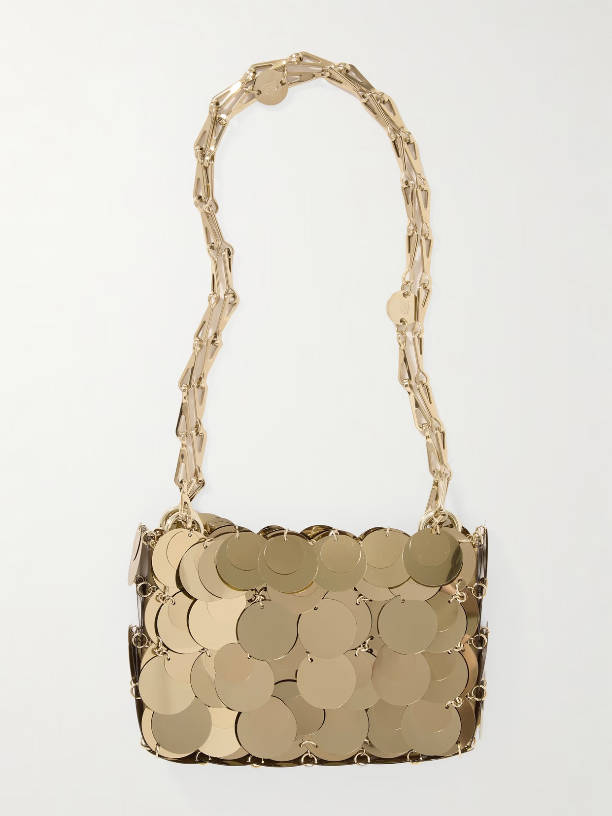 RABANNE - Sparkle Nano Paillette-embellished Metallic Twill Shoulder Bag - Gold | NET-A-PORTER (US)