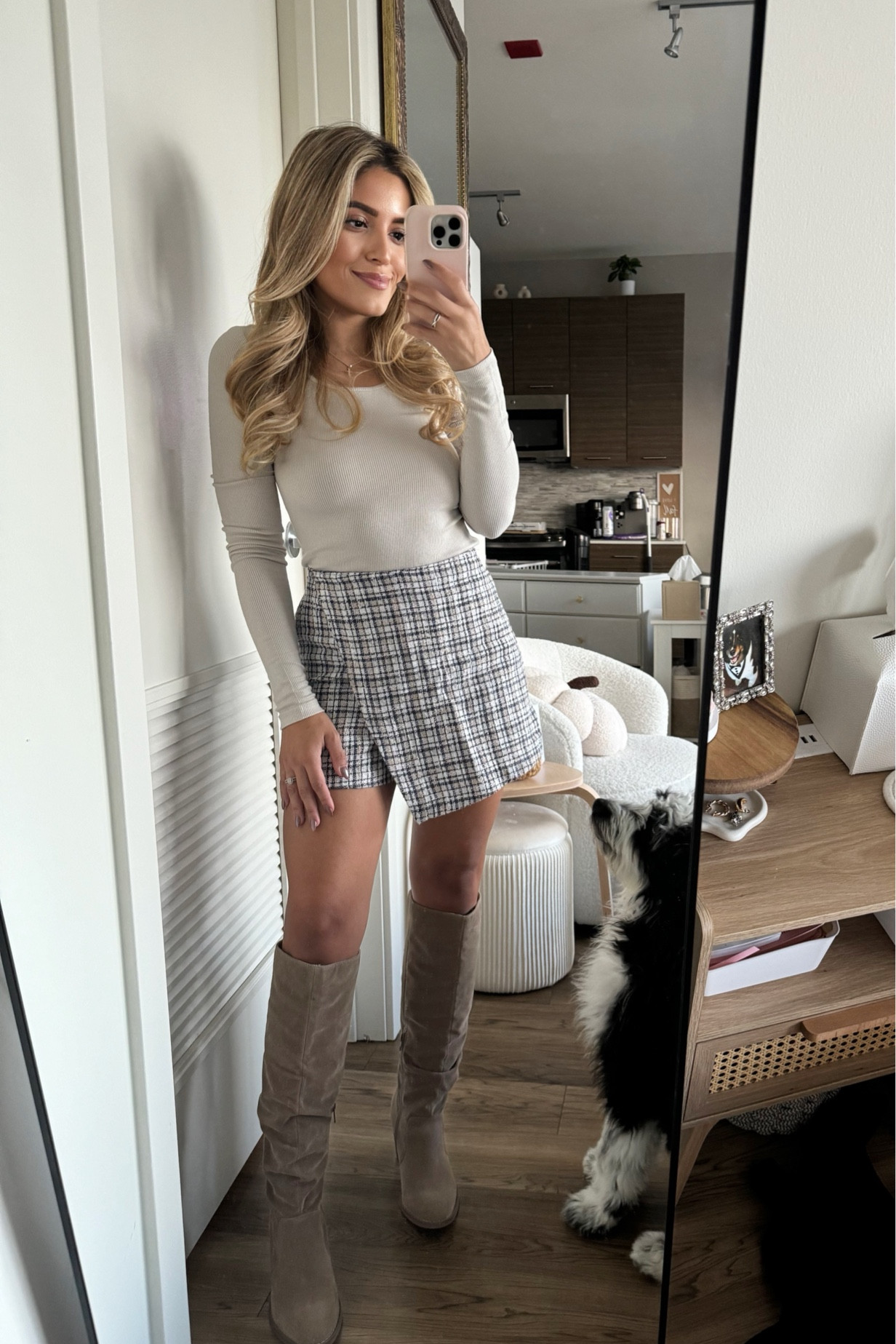 Fall outfit idea
Plaid skort 
Boots
Long Sleeve Top 
Abercrombie 


#LTKFindsUnder50 #LTKStyleTip #LTKFallSale
