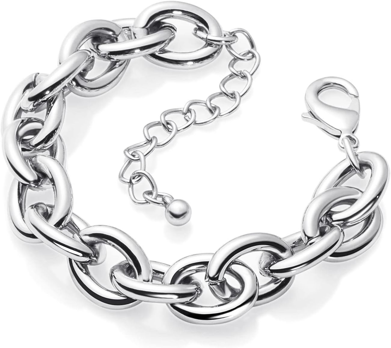 LANE WOODS Gold Bracelets for Women 14k Gold Plated Chunky Thick Large Link Chain Bracelet | Amazon (US)