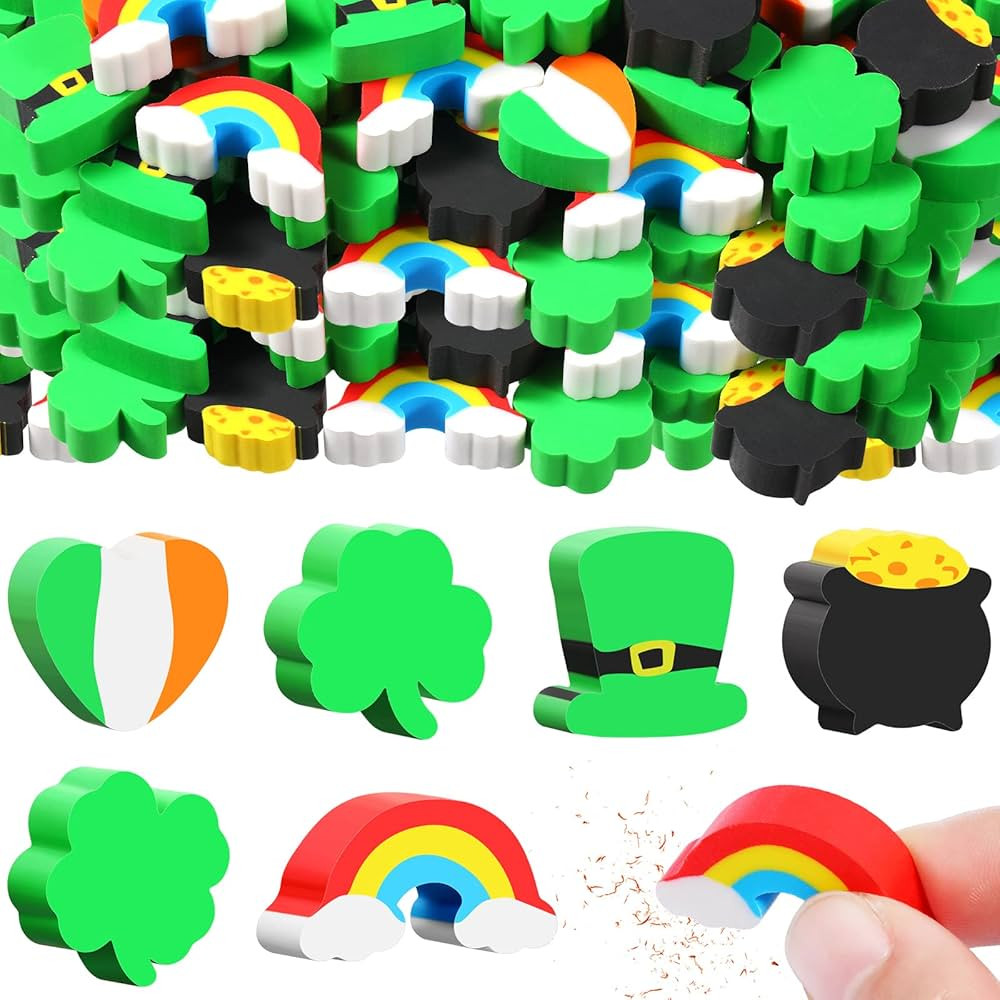 60 Pieces St. Patrick's Mini Erasers for Kids Classroom Prizes School Mini Erasers Cute Erasers F... | Amazon (US)