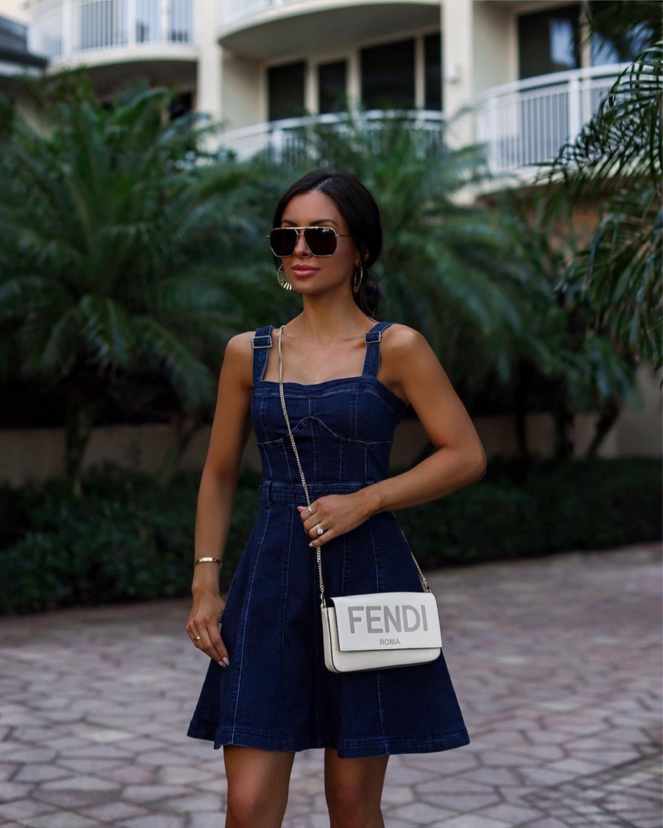 white christmas dresses Chloe Denim Mini Dress Blue – VRG GRL main image 1