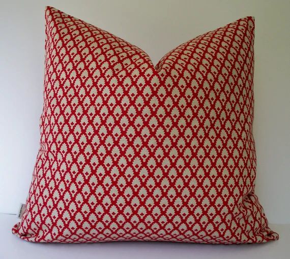 Red Pillow Cover Red Medallion Pillow Ballard Designs Red Pillow Cover Gillian Red Geometric 0 | Etsy (US)
