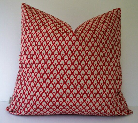 Red Pillow Cover Red Medallion Pillow Ballard Designs Red Pillow Cover Gillian Red Geometric 0 | Etsy (US)