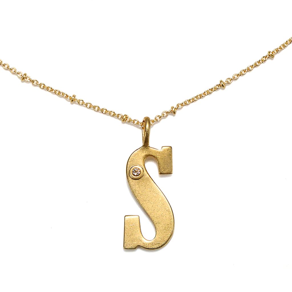 "S" Block Initial Talisman Necklace | Sequin