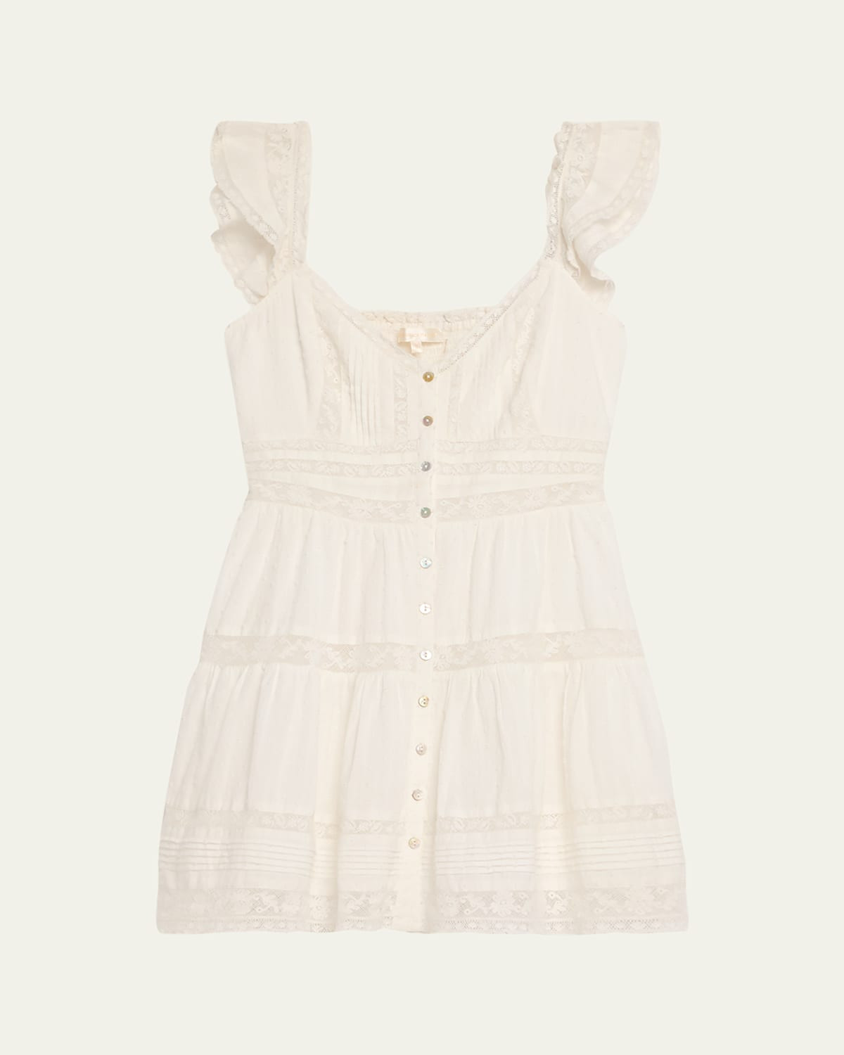 Rietta Cotton Lace-Trimmed Mini Dress | Bergdorf Goodman