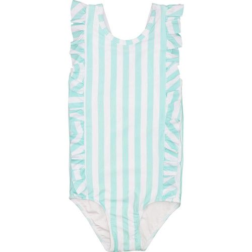 Mint And White Stripe Lycra Swimsuit - Shipping Mid May | Cecil and Lou