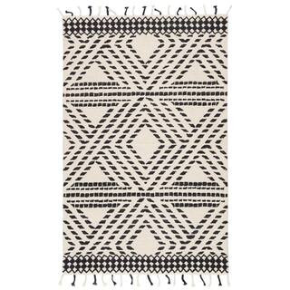 Roka Hand-Tufted Ivory/Black 5 ft. X 8 ft. Trellis Rectangle Area Rug-RKG144801 - The Home Depot | The Home Depot