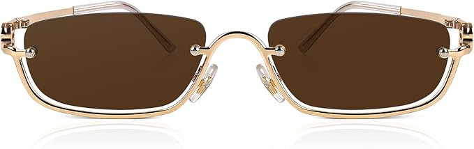 Small Rectangle Sunglasses for Women Retro Half Metal Frame Driving Sun Glasses 90's Y2k Rectangu... | Amazon (US)