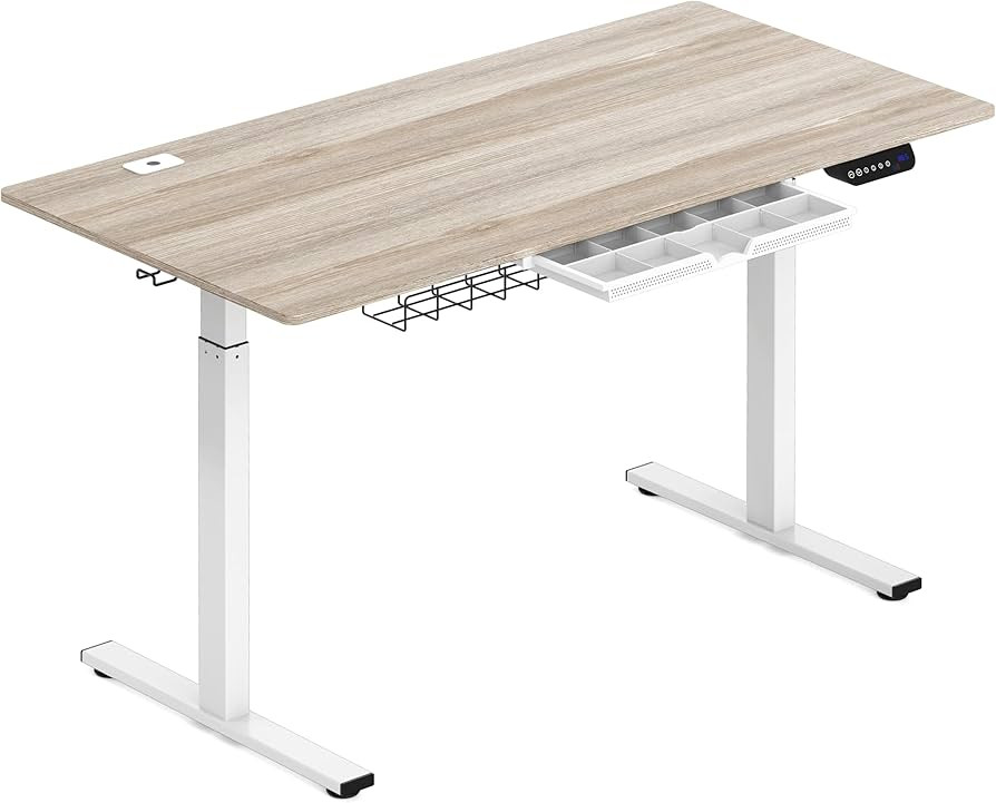 SHW 55-Inch Large Electric Height Adjustable Standing Desk, 55 x 28 Inches, Maple | Amazon (US)