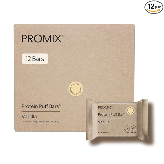 ProMix Nutrition Protein Plant Based Puff Bars - French Vanilla - Marshmallow Crispy Treat - High... | Amazon (US)