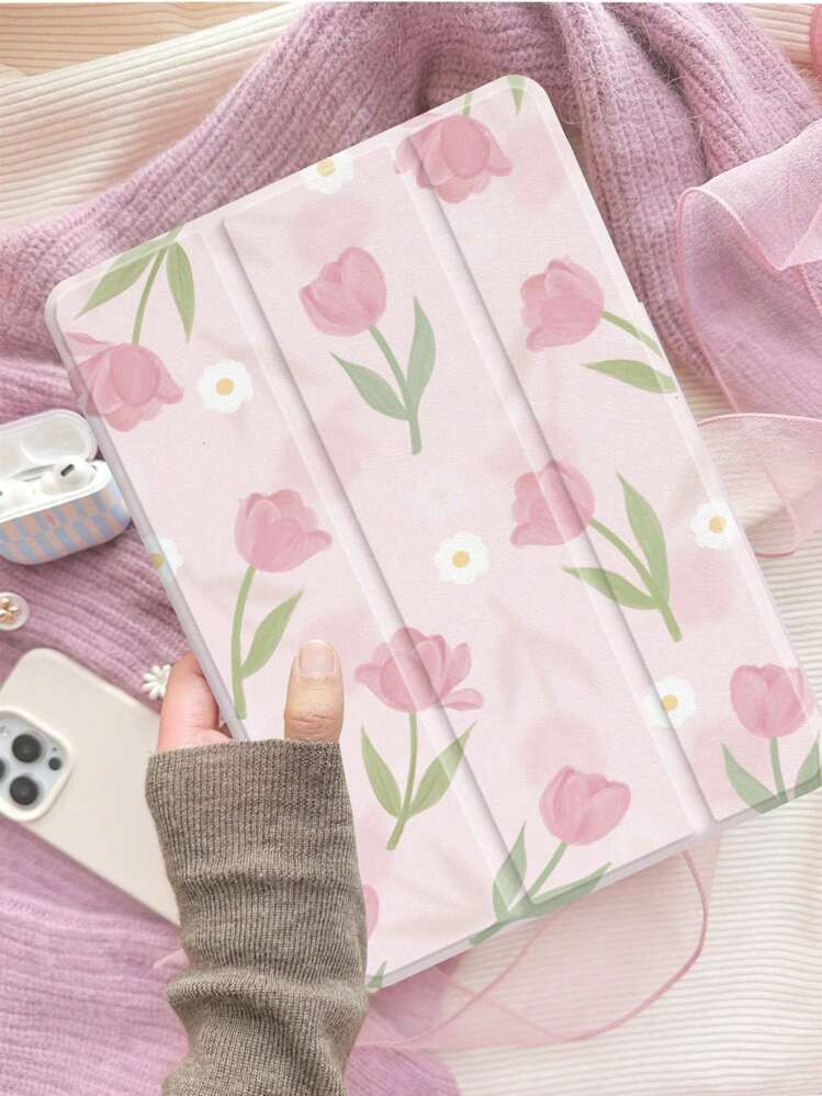 Ayotu 1pc Flower Case,With Pen Holder,Supports Automatic Sleep/Wake Lid,With Anti-Fall FunctionWith IPad | SHEIN