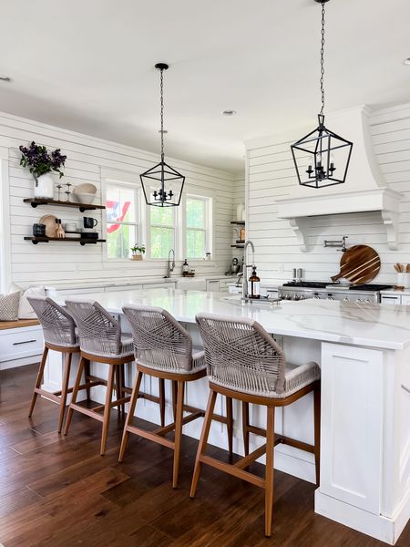 Kitchen design, modern farmhouse, classic transitional style, open, shelving bar and counter stools, kitchen accessories, furniture, home decor, home accents, dishes, dinnerware, plates, bowls, florals, lilacs, pendant, kitchen, lighting, light fixtures

#LTKSeasonal #LTKhome #LTKFind