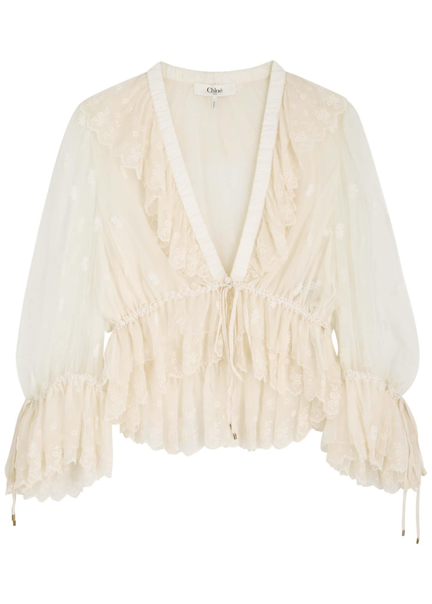 Ruffled tulle cropped blouse | Harvey Nichols