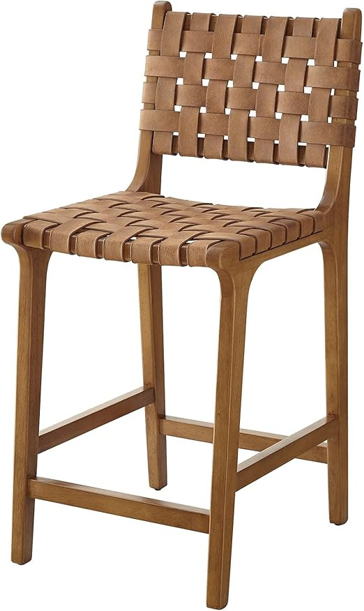 Ball & Cast HSA-1110-24B Home Kitchen Faux Leather Woven Counter-Height Barstool Set of 1, 24 inc... | Amazon (US)