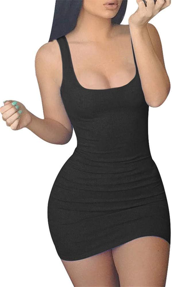 GOBLES Women's Casual Summer Sleeveless Mini Sexy Bodycon Tank Club Dress | Amazon (US)