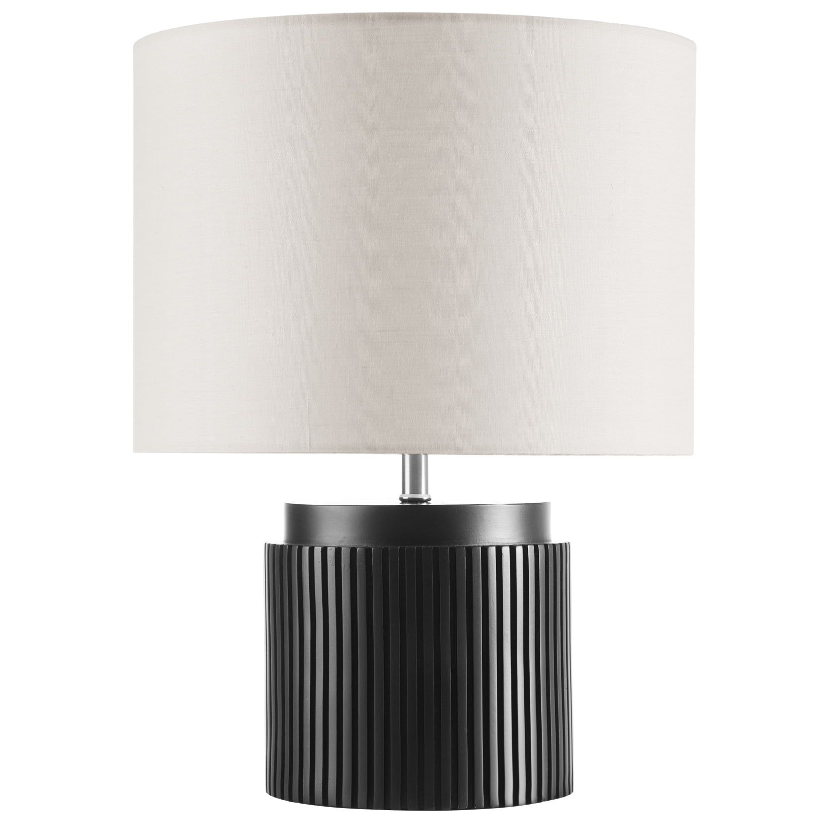 Beautiful 10.25" x 10.25" x 14" Black Faux Ribbed Wood Table Lamp by Drew Barrymore | Walmart (US)