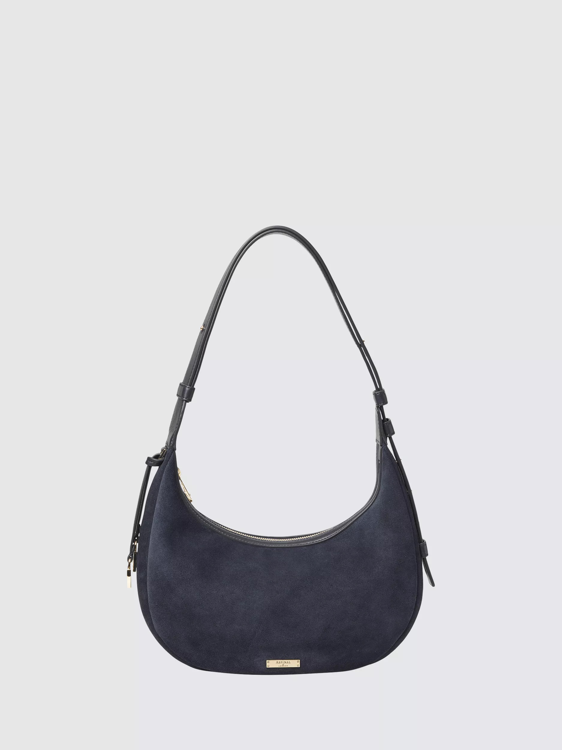 Aspinal of London Hudson Crescent Suede Shoulder Bag | John Lewis (UK)