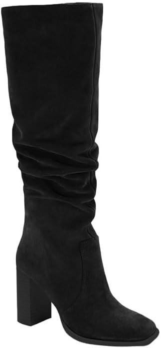 Juliet Holy Womens Knee High Boots Chunky High Heel Square Toe Side Zipper Wide Calf Boot | Amazon (US)