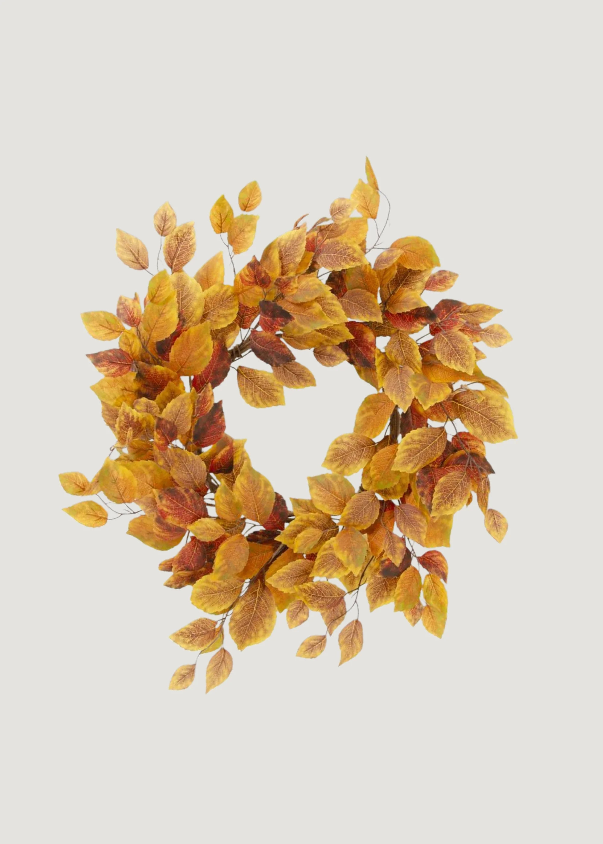 Golden Yellow Artificial Birch Leaf Autumn Wreath - 22 | Afloral