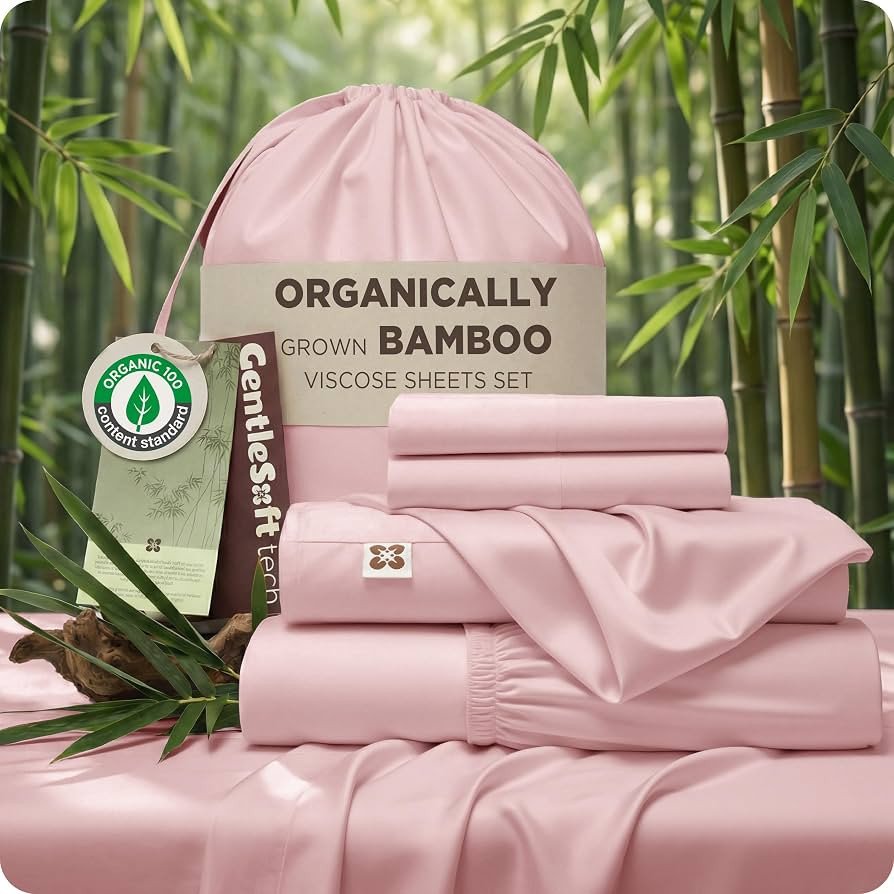 Bedsure 100% Organically Grown Bamboo Viscose King Size Sheets Set | Cooling Bedsheets for Hot Sl... | Amazon (US)