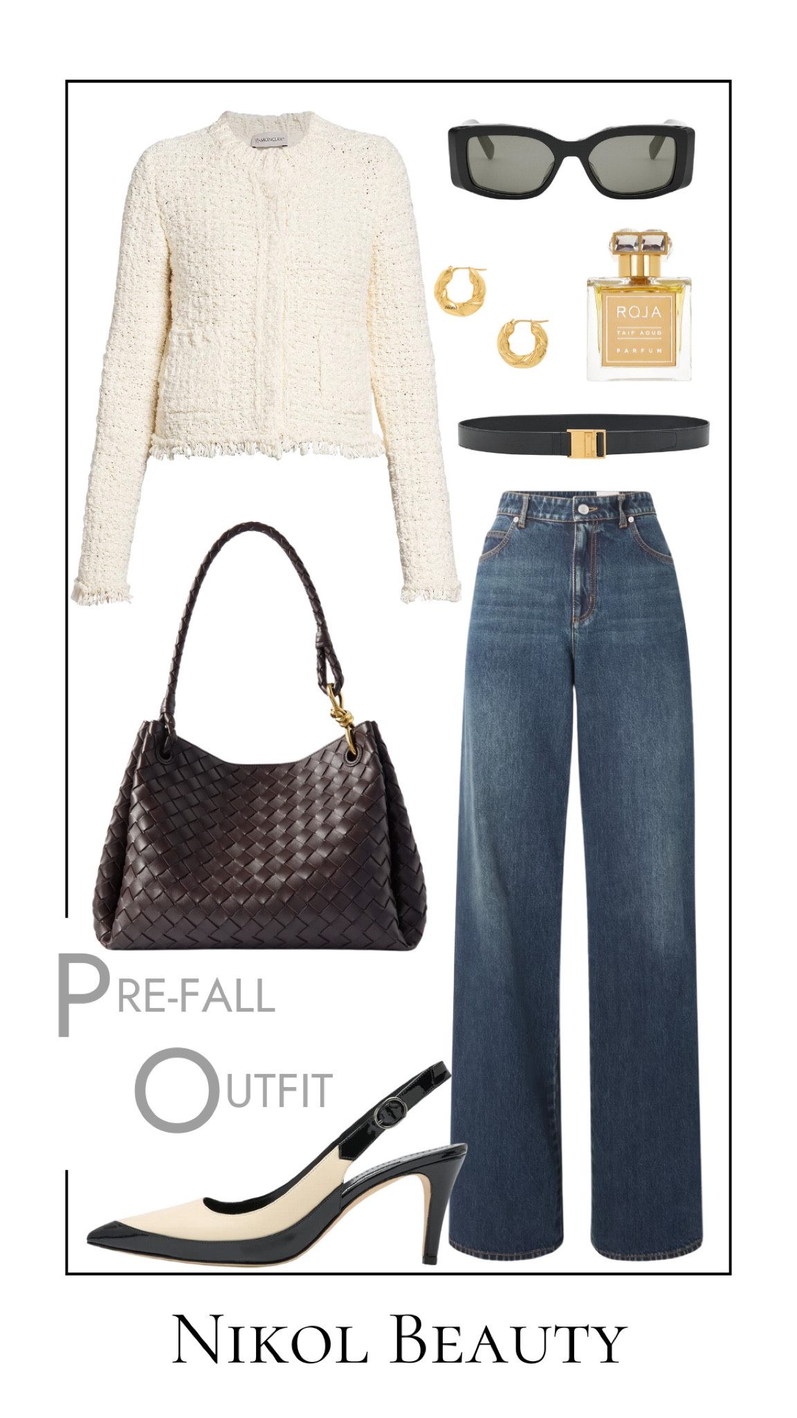 Get ready for pre-fall with this chic ensemble! 🍂✨ From high-rise jeans and a tweed jacket to bicolor slingbacks and a leather shoulder bag, this outfit has all the right elements for a stylish transition into the new season. 
#PreFallOutfit #AlexanderMcQueen #BottegaVeneta #Moncler #ManoloBlahnik #FallStyle #FashionForward #ChicLook #SeasonalStyle #HighRiseJeans #LeatherBag #TweedJacket #SlingbackPumps



#LTKShoeCrush #LTKItBag #LTKStyleTip