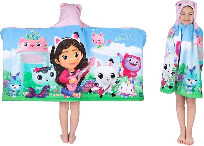 DreamWorks Gabby's Dollhouse Soft Cotton Terry Towel Wrap 24 in x 50 in Franco Kids | Amazon (US)