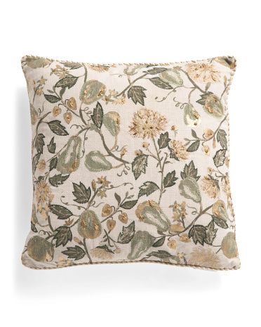 20x20 Floral And Pumpkin Pillow | TJ Maxx